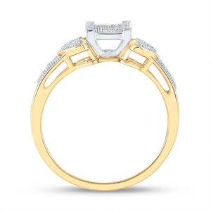 Diamond Heart Ring | 10kt Yellow Gold Womens Round Diamond Heart Cluster Ring 1/10 Cttw | Splendid Jewellery GND