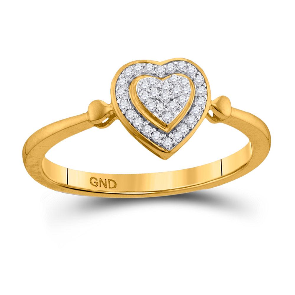 Diamond Heart Ring | 10kt Yellow Gold Womens Round Diamond Heart Cluster Ring 1/10 Cttw | Splendid Jewellery GND