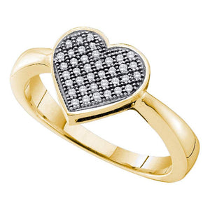 Diamond Heart Ring | 10kt Yellow Gold Womens Round Diamond Heart Cluster Ring 1/10 Cttw | Splendid Jewellery GND