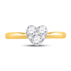 Diamond Heart Ring | 10kt Yellow Gold Womens Round Diamond Heart Cluster Ring 1/2 Cttw | Splendid Jewellery GND
