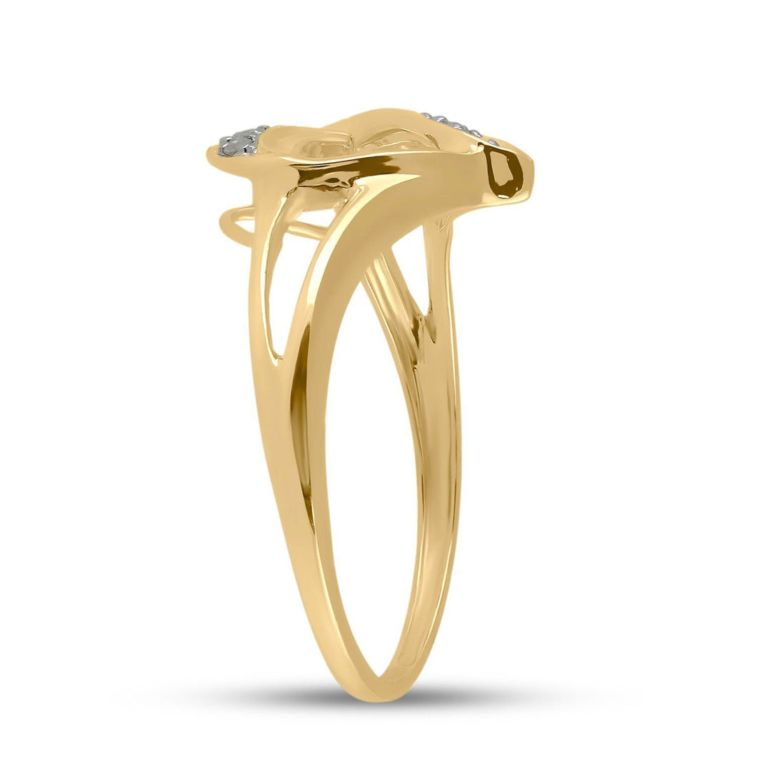 Diamond Heart Ring | 10kt Yellow Gold Womens Round Diamond Heart Ring 1/20 Cttw | Splendid Jewellery GND