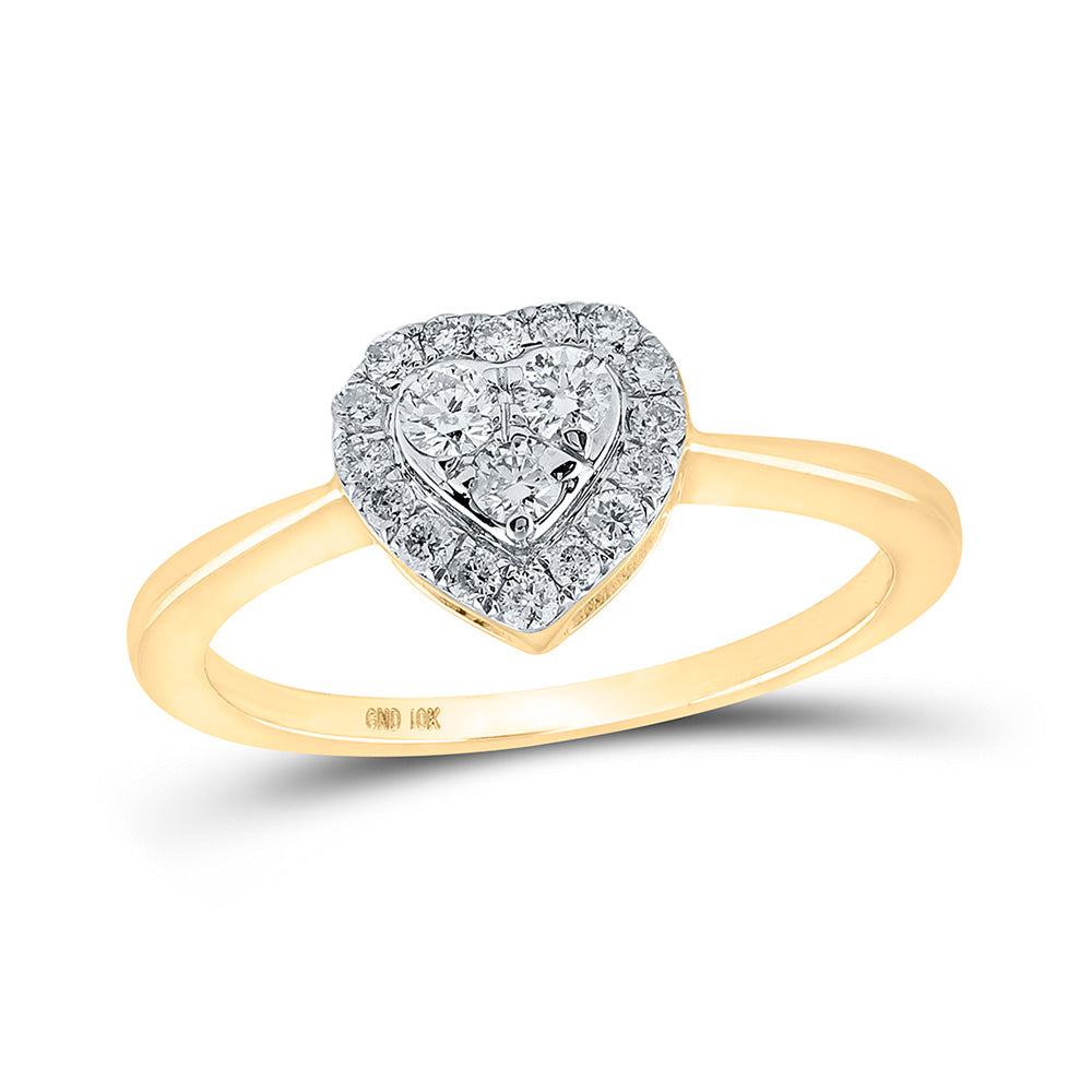 Diamond Heart Ring | 10kt Yellow Gold Womens Round Diamond Heart Ring 1/3 Cttw | Splendid Jewellery GND