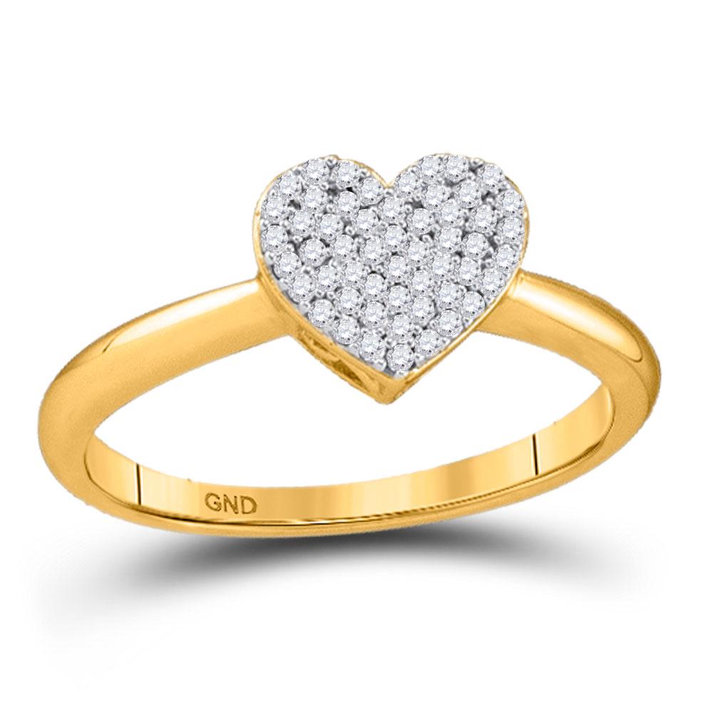 Diamond Heart Ring | 10kt Yellow Gold Womens Round Diamond Heart Ring 1/6 Cttw | Splendid Jewellery GND