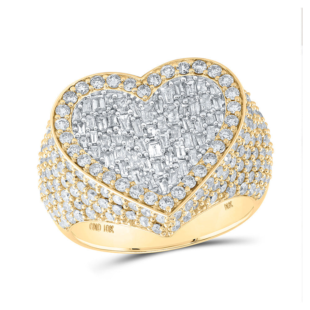 Diamond Heart Ring | 10kt Yellow Gold Womens Round Diamond Heart Ring 2-3/4 Cttw | Splendid Jewellery GND