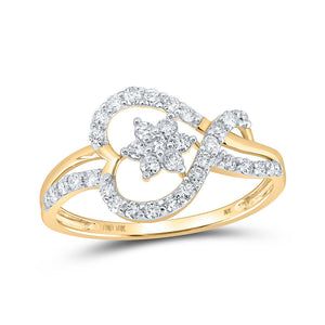 Diamond Heart Ring | 10kt Yellow Gold Womens Round Diamond Heart Ring 3/8 Cttw | Splendid Jewellery GND