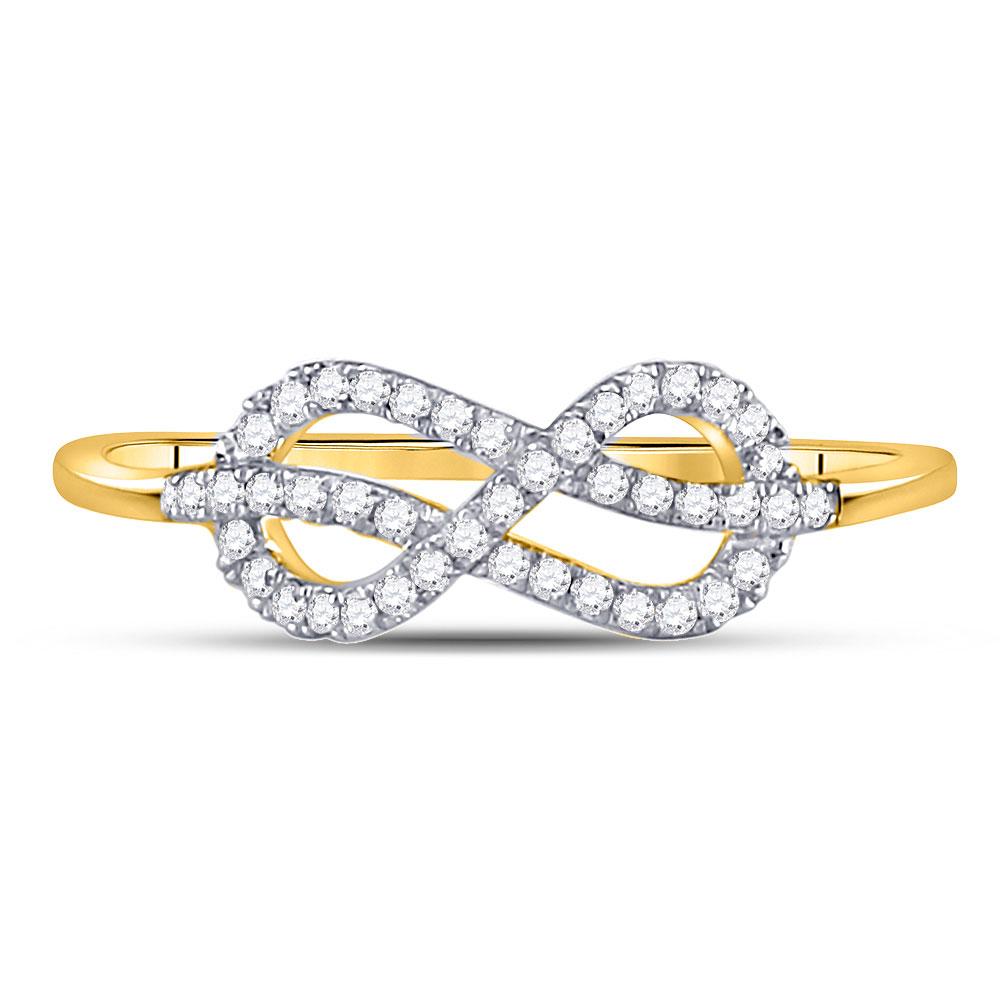 Diamond Heart Ring | 10kt Yellow Gold Womens Round Diamond Infinity Fashion Ring 1/6 Cttw | Splendid Jewellery GND