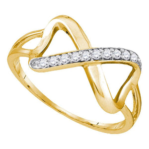Diamond Heart Ring | 10kt Yellow Gold Womens Round Diamond Infinity Ring 1/10 Cttw | Splendid Jewellery GND