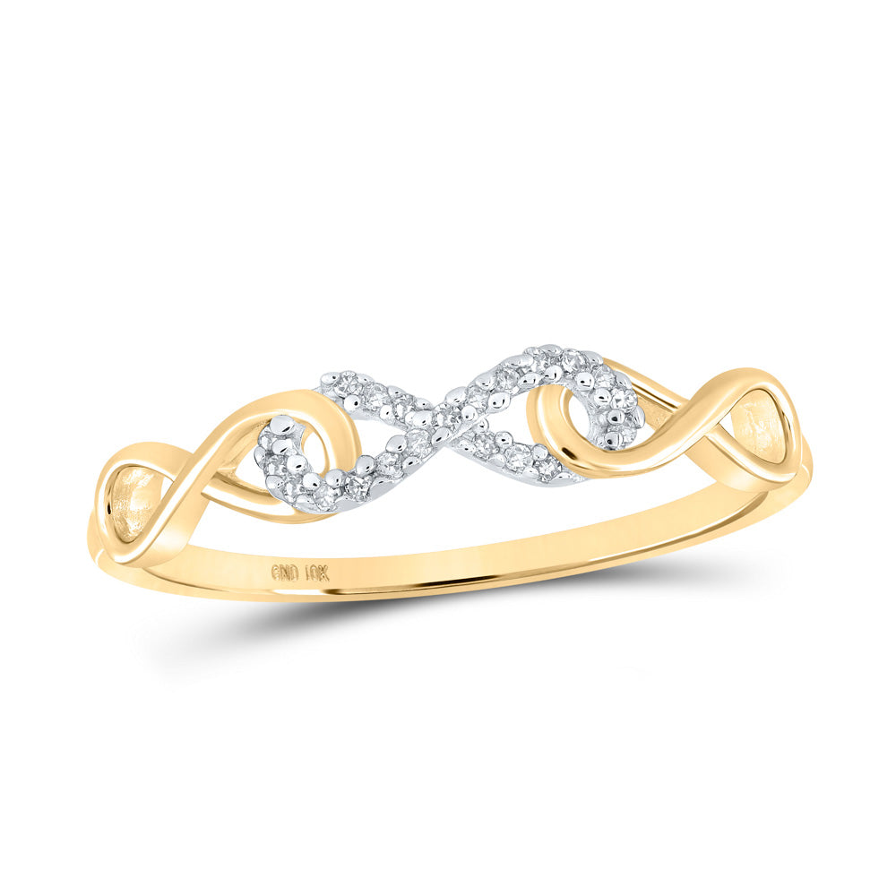 Diamond Heart Ring | 10kt Yellow Gold Womens Round Diamond Infinity Ring 1/20 Cttw | Splendid Jewellery GND