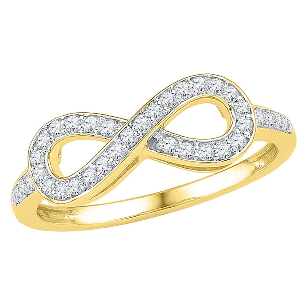 Diamond Heart Ring | 10kt Yellow Gold Womens Round Diamond Infinity Ring 1/5 Cttw | Splendid Jewellery GND