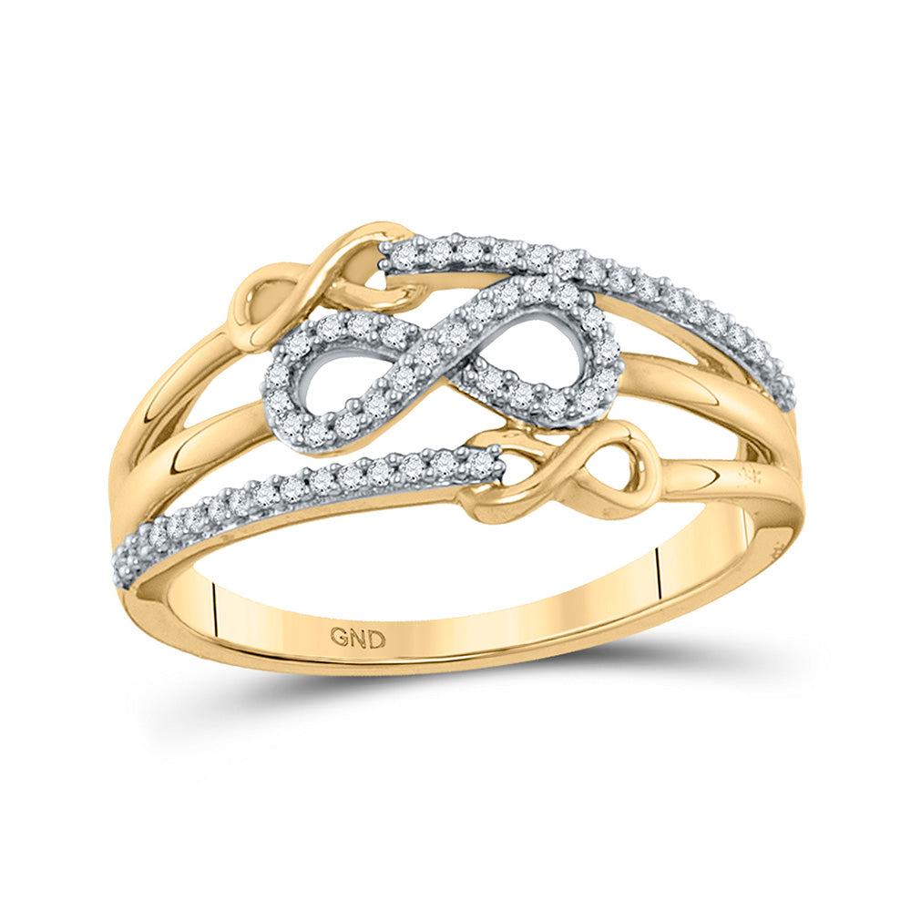 Diamond Heart Ring | 10kt Yellow Gold Womens Round Diamond Infinity Ring 1/6 Cttw | Splendid Jewellery GND