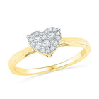 Radiant Love Diamond Heart Ring | 10kt Yellow Gold Womens Round Diamond Simple Heart Cluster Ring 1/6 Cttw | Splendid Jewellery Top View from Splendid Jewellery