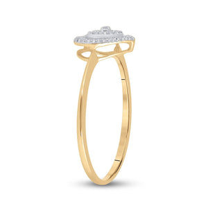 Diamond Heart Ring | 10kt Yellow Gold Womens Round Diamond Slender Heart Cluster Ring 1/20 Cttw | Splendid Jewellery GND_200_300