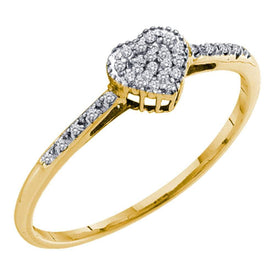Radiant Love Diamond Heart Ring | 10kt Yellow Gold Womens Round Diamond Slender Heart Ring 1/20 Cttw | Splendid Jewellery Top View from Splendid Jewellery