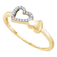 Load image into Gallery viewer, Radiant Love: 10kt Yellow Gold Diamond Double Heart Ring Top View from Splendid Jewellery