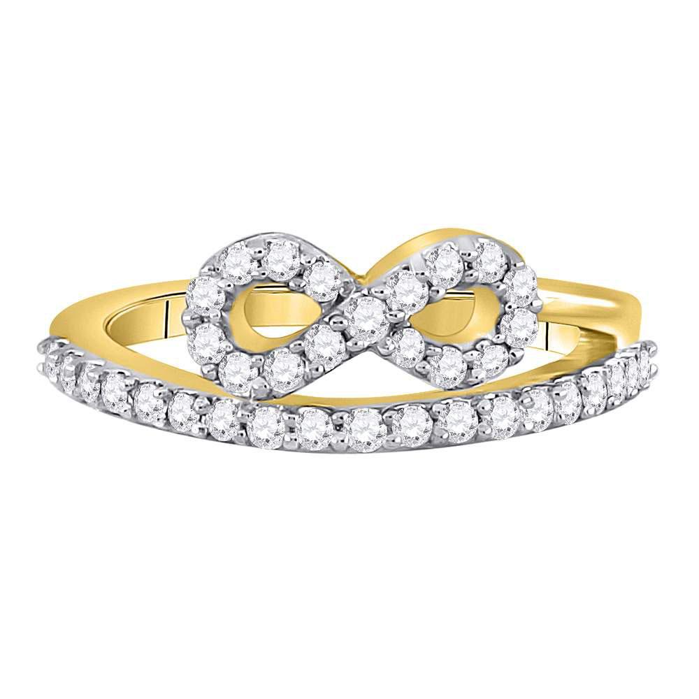 Diamond Heart Ring | 10kt Yellow Gold Womens Round Diamond Woven Infinity Band Ring 1/2 Cttw | Splendid Jewellery GND