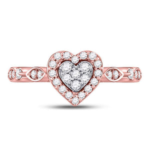 Diamond Heart Ring | 14kt Rose Gold Womens Round Diamond Heart Cluster Ring 1/3 Cttw | Splendid Jewellery GND
