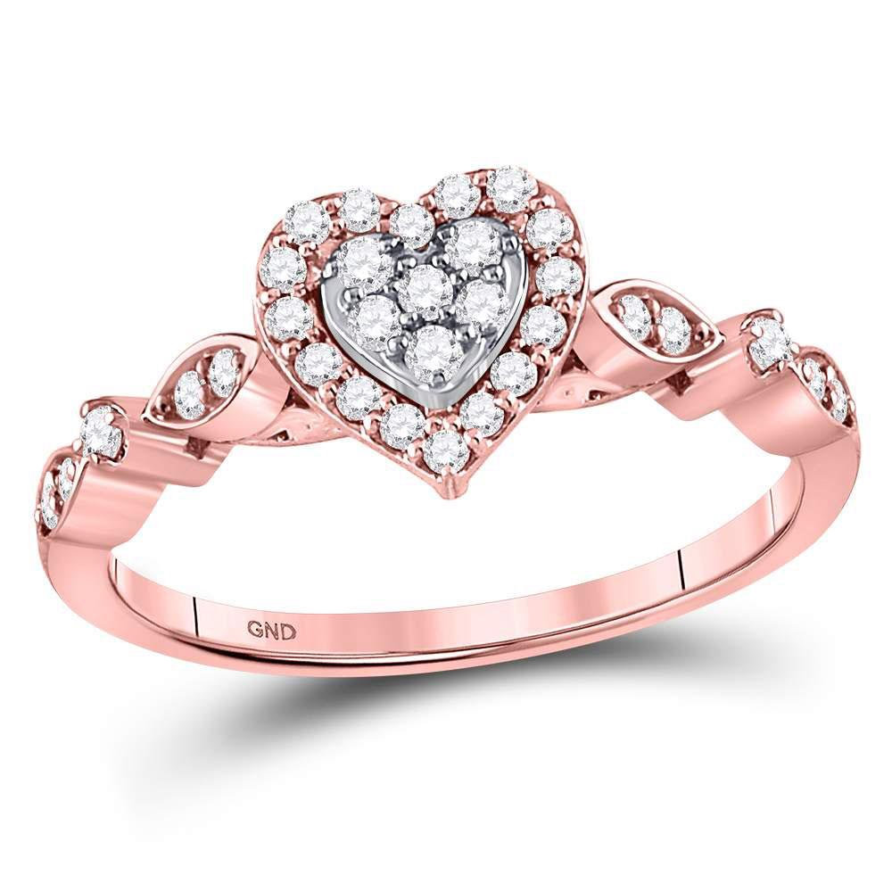 Diamond Heart Ring | 14kt Rose Gold Womens Round Diamond Heart Cluster Ring 1/3 Cttw | Splendid Jewellery GND