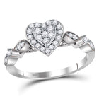 14kt White Gold Heart Cluster Diamond Ring: A Mesmerizing Expression of Love and Elegance Top View from Splendid Jewellery