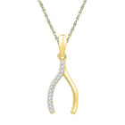 Enchanted Gold Wishbone Diamond Pendant | Prosperity and Luck Symbol  Top View from Splendid Jewellery