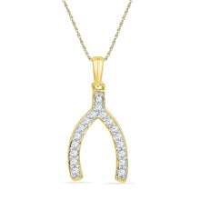 Load image into Gallery viewer, 10k Yellow Gold Diamond Wishbone Horseshoe Pendant | Symbol of Luck and Beauty  Top View from Splendid Jewellery