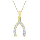 10k Yellow Gold Diamond Wishbone Horseshoe Pendant | Symbol of Luck and Beauty  Top View from Splendid Jewellery