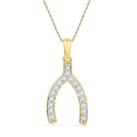 10k Yellow Gold Diamond Wishbone Horseshoe Pendant | Symbol of Luck and Beauty  Top View from Splendid Jewellery