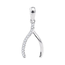 Load image into Gallery viewer, Enchanting White Gold Wishbone Diamond Pendant | Splendid Jewellery Top view from the 10Kt White Gold Womens Round Diamond Fashion Lucky Wishbone Pendant 1 20 Cttwpin63511 collection by Splendid Jewellery