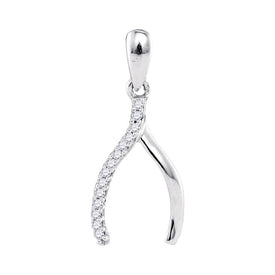 Enchanting White Gold Wishbone Diamond Pendant | Splendid Jewellery Top view from the 10Kt White Gold Womens Round Diamond Fashion Lucky Wishbone Pendant 1 20 Cttwpin63511 collection by Splendid Jewellery