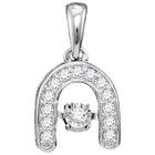 Sparkling Diamond Horseshoe Pendant with Moving Twinkle Feature | 10kt White Gold Women's Round Diamond Pendant 1/8 Cttw | Splendid Jewellery  Top View from Splendid Jewellery