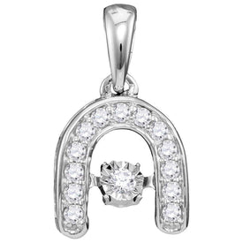 Sparkling Diamond Horseshoe Pendant with Moving Twinkle Feature | 10kt White Gold Women's Round Diamond Pendant 1/8 Cttw | Splendid Jewellery  Top View from Splendid Jewellery