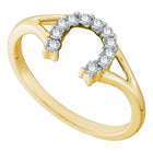 10kt Yellow Gold Diamond Horseshoe Split-shank Ring Top View from Splendid Jewellery