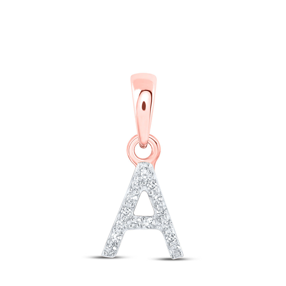Diamond Initial & Letter Pendant | 10kt Rose Gold Womens Round Diamond A Initial Letter Pendant .03 Cttw | Splendid Jewellery GND
