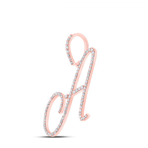 Diamond Initial & Letter Pendant | 10kt Rose Gold Womens Round Diamond A Initial Letter Pendant 1/2 Cttw | Splendid Jewellery GND