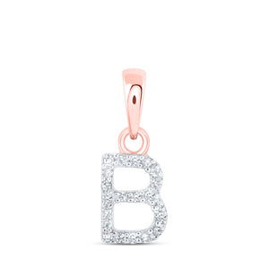 Diamond Initial & Letter Pendant | 10kt Rose Gold Womens Round Diamond B Initial Letter Pendant 1/20 Cttw | Splendid Jewellery GND