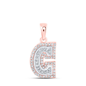 Diamond Initial & Letter Pendant | 10kt Rose Gold Womens Round Diamond C Initial Letter Pendant 1/5 Cttw | Splendid Jewellery GND