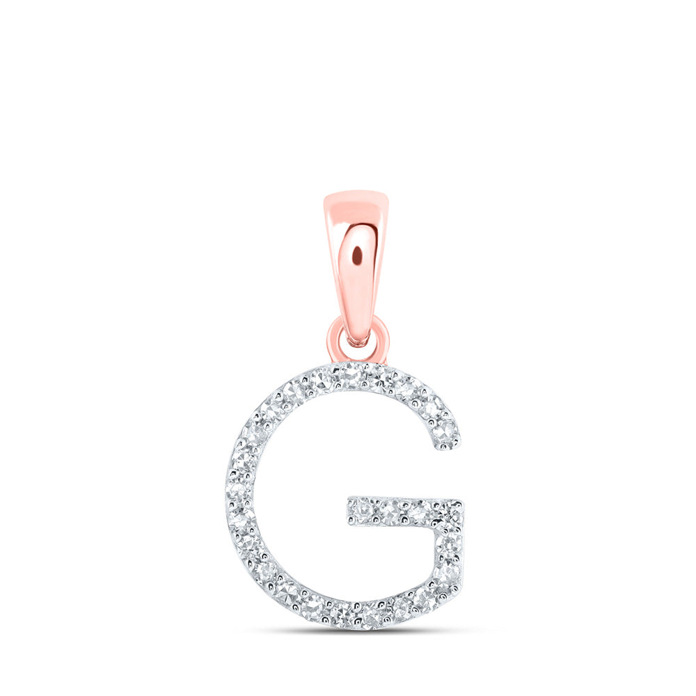 Diamond Initial & Letter Pendant | 10kt Rose Gold Womens Round Diamond G Initial Letter Pendant 1/10 Cttw | Splendid Jewellery GND