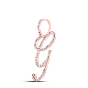 Diamond Initial & Letter Pendant | 10kt Rose Gold Womens Round Diamond G Initial Letter Pendant 1/2 Cttw | Splendid Jewellery GND