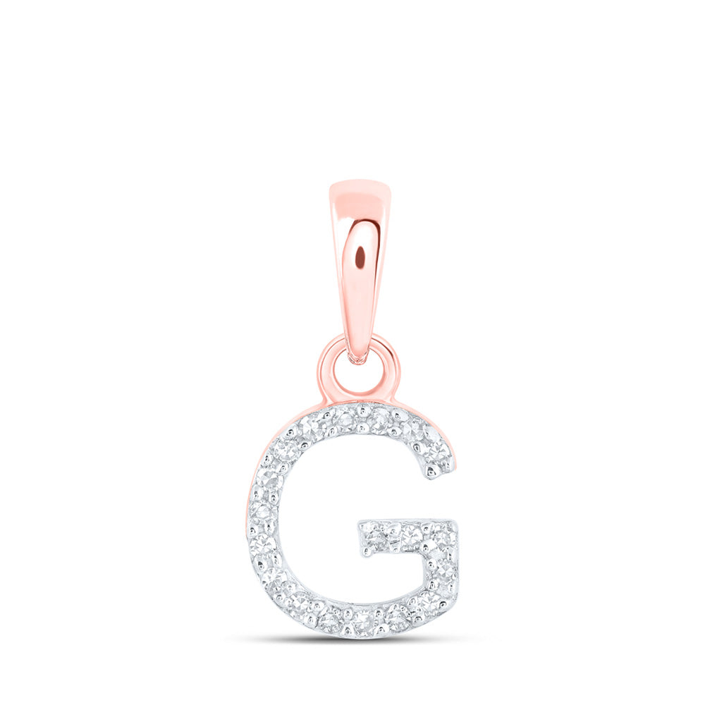 Diamond Initial & Letter Pendant | 10kt Rose Gold Womens Round Diamond G Initial Letter Pendant 1/20 Cttw | Splendid Jewellery GND