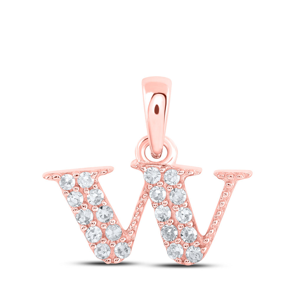 Diamond Initial & Letter Pendant | 10kt Rose Gold Womens Round Diamond W Initial Letter Pendant 1/10 Cttw | Splendid Jewellery GND