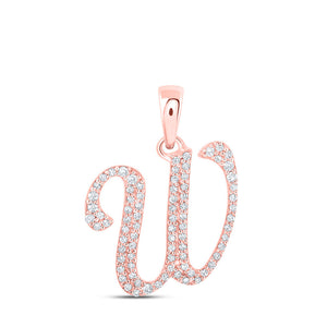 Diamond Initial & Letter Pendant | 10kt Rose Gold Womens Round Diamond W Initial Letter Pendant 1/5 Cttw | Splendid Jewellery GND