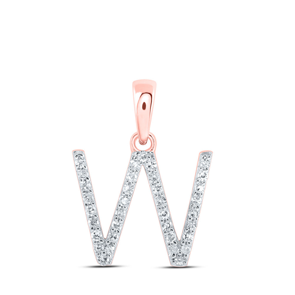 Diamond Initial & Letter Pendant | 10kt Rose Gold Womens Round Diamond W Initial Letter Pendant 1/8 Cttw | Splendid Jewellery GND