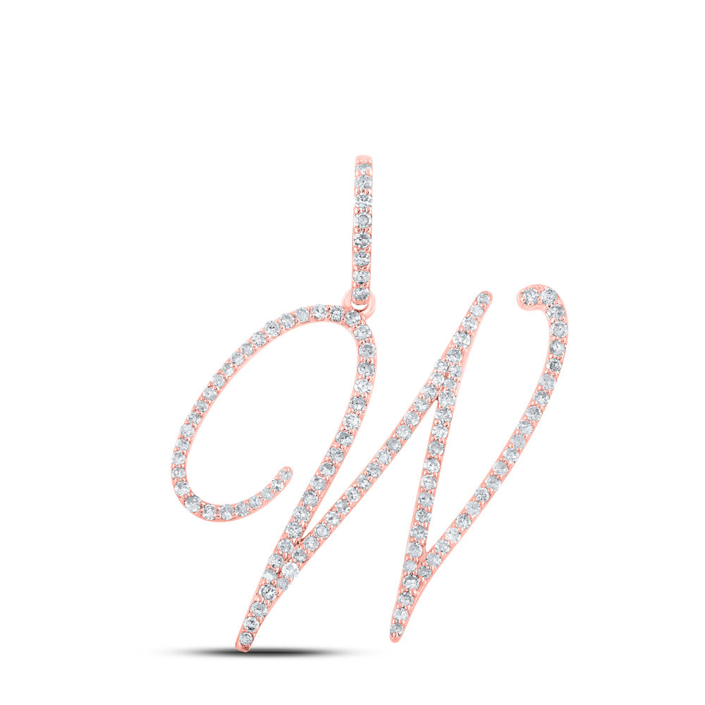 Diamond Initial & Letter Pendant | 10kt Rose Gold Womens Round Diamond W Initial Letter Pendant 5/8 Cttw | Splendid Jewellery GND