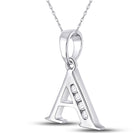 Sparkling Diamond Initial Pendant: Personalized Elegance in 10kt White Gold Side view from the 10Kt White Gold Womens Round Diamond A Initial Letter Pendant 1 20 Cttwpin280602 collection by Splendid Jewellery