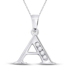 Sparkling Diamond Initial Pendant: Personalized Elegance in 10kt White Gold Top view from the 10Kt White Gold Womens Round Diamond A Initial Letter Pendant 1 20 Cttwpin280602 collection by Splendid Jewellery