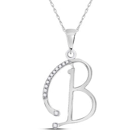 10kt White Gold Diamond B Initial Letter Pendant - A Captivating Reflection of Your Style Top view from the 10Kt White Gold Womens Round Diamond B Initial Letter Pendant 1 12 Cttwpin280699 collection by Splendid Jewellery