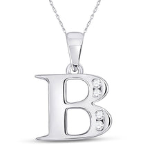 Load image into Gallery viewer, Captivating Diamond Brilliance Initial Pendant Top view from the 10Kt White Gold Womens Round Diamond B Letter Pendant 1 20 Cttwpin280607 collection by Splendid Jewellery