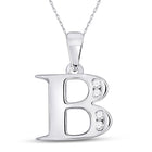 Captivating Diamond Brilliance Initial Pendant Top view from the 10Kt White Gold Womens Round Diamond B Letter Pendant 1 20 Cttwpin280607 collection by Splendid Jewellery