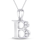Captivating Diamond Brilliance Initial Pendant Side view from the 10Kt White Gold Womens Round Diamond B Letter Pendant 1 20 Cttwpin280607 collection by Splendid Jewellery