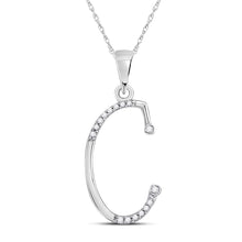 Load image into Gallery viewer, Captivating Diamond Initial Necklace in 10kt White Gold Top view from the 10Kt White Gold Womens Round Diamond C Initial Letter Pendant 1 12 Cttwpin280696 collection by Splendid Jewellery