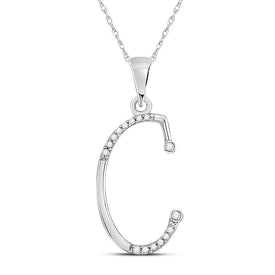 Captivating Diamond Initial Necklace in 10kt White Gold Top view from the 10Kt White Gold Womens Round Diamond C Initial Letter Pendant 1 12 Cttwpin280696 collection by Splendid Jewellery